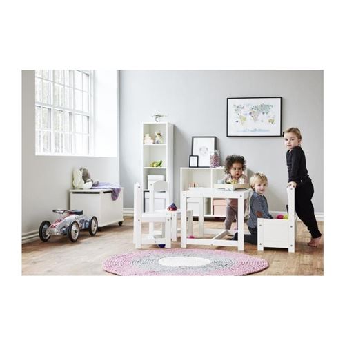 HOPPEKIDS Ensemble table et chaises contemporain en bois pin massif et MDF laqué blanc - L 59 x l 50 cm