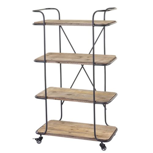Étagère roulante MENDLER HWC-D97 4 niveaux bois de sapin 116x637x34cm