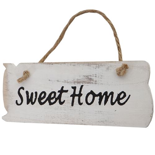 Planche murale Sweet Home style shabby vintage 10x25x1cm blanc