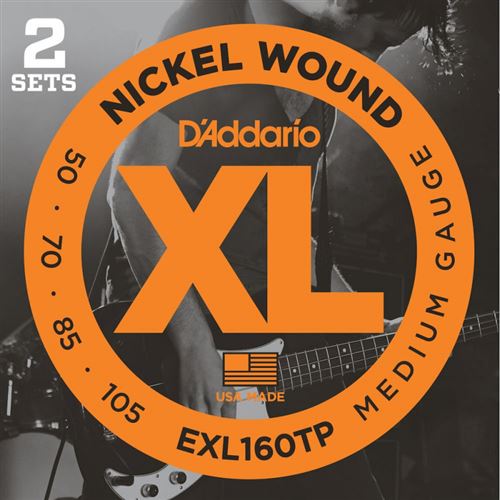 D'Addario EXL160TP, Medium, 50-105, 2 jeux, cordes longues - jeu guitare basse