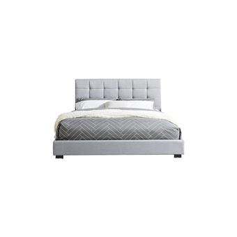 Tete De Lit Qui Se Fixe Au Sommier 269 01 Sur Lit Adulte Avec Tete De Lit Capitonnee En Tissu Gris Clair Sommier A Latte 160x200 Collection William Achat Prix Fnac