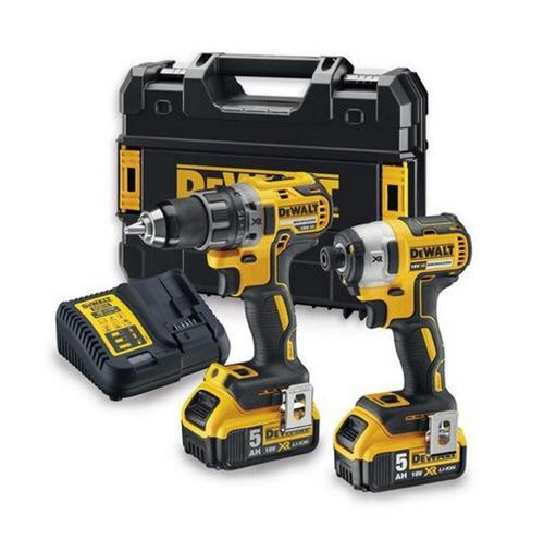 Dewalt Kit De Perceuse Visseuse et Visseuse à Chocs 18V 5Ah Li-Ion En Mallette Tstak II Dck268P2T