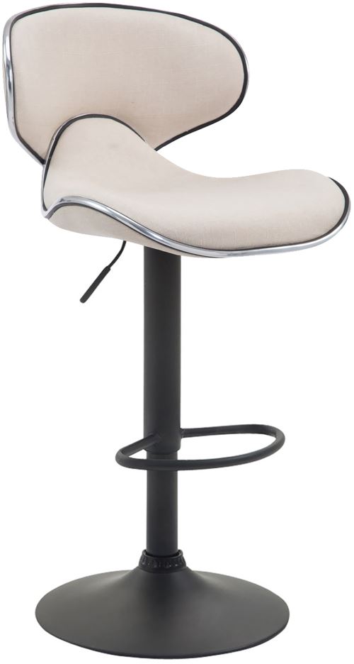 Tabouret de bar Las Vegas V2 en tissu , Crème/Noir