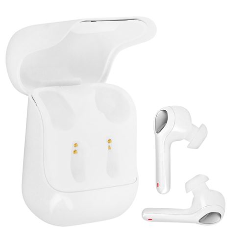 Écouteurs Bluetooth Sans Fil Boîtier de Rangement et Charge Bouton Tactile Blanc