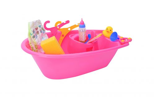 Heless bain de poupée rose avec accessoires 51 cm