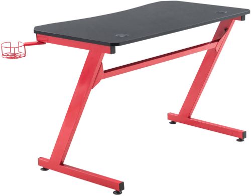Table Gaming Hayward - Table Gamer PC - Table Gaming avec Lumières Led - Support en Métal forme Z - Couleur Noir/Rouge