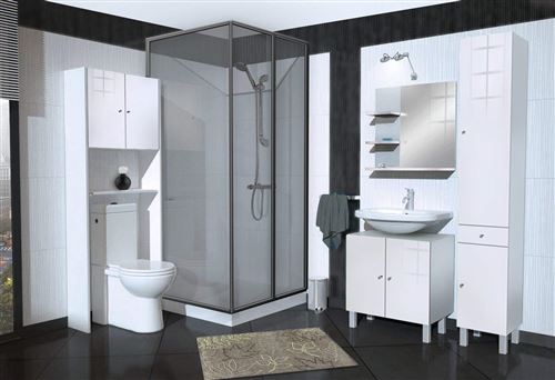 Berlioz Creations MSLBLANC Meuble Salle de Bain sous-Lavabo Haute Brillance Blanc