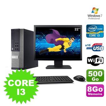 Pc dell optiplex 990 sff i3-2120 3.3ghz 8go 500go dvd wifi w7 ecran 22' - 1