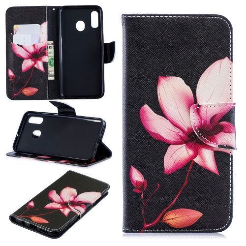 Etui en PU support motif imprimé motif floral pour votre Samsung Galaxy A20/A30