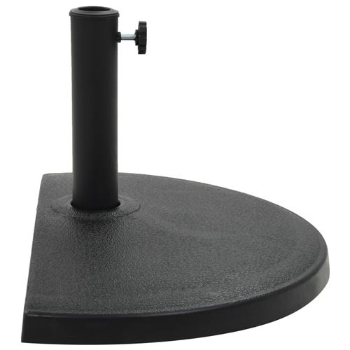 Socle demi-rond de parasol Polyrésine 15 kg Noir