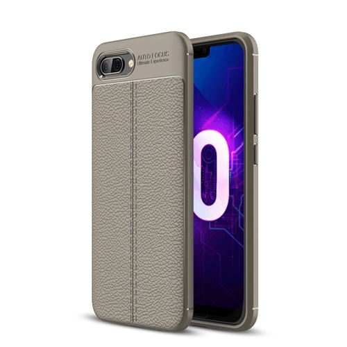 Coque en TPU litchi gris pour votre Huawei Honor 10