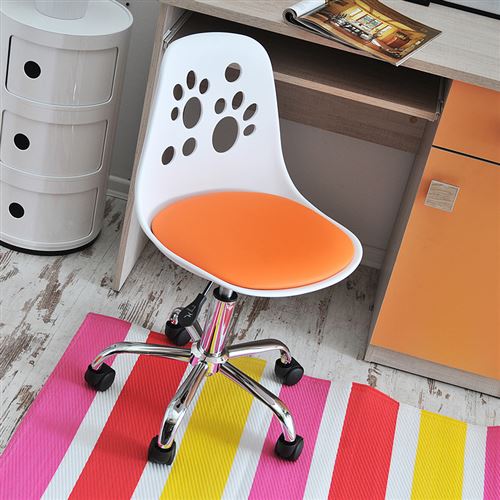 Chaise de bureau FOOT blanche et orange
