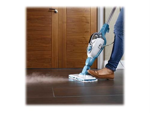 BLACK+DECKER FSMH1321J - Nettoyeur à vapeur - balai - blanc/aqua