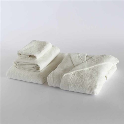 Set 3 Serviettes et Peignoir Svad Dondi Ti Amo, Taille: L, Couleur: Blanc