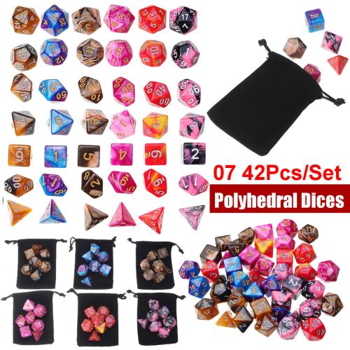 42Pcs / Set de dés polyédriques pour les donjons Dragons Games D20 D12