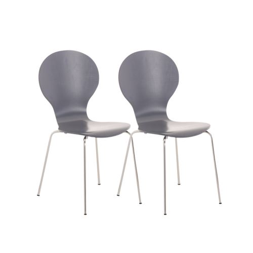 Lot de 2 chaises empilables en bois Diego , Gris