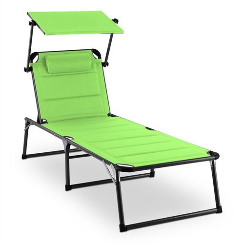 Chaise longue de jardin - blumfeldt Amalfi Noble Gray - Transat - Pliante - Bain de soleil - Résistant aux itempéries - Vert