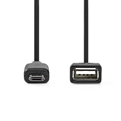 Nedis - Câble USB - USB (M) reversible pour Micro-USB Type B (M) reversible - USB 2.0 OTG - 20 cm - noir