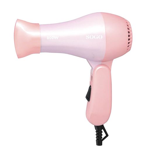 Sèche-cheveu, Sogo Foldable 800W, Ergonomique, Rose