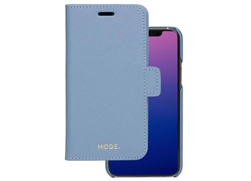 dbramante1928 New York - Flip cover voor mobiele telefoon - Saffiano-leer met grove nerf - nachtblauw - voor Apple iPhone 11