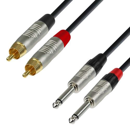 Adam Hall 4 Star Câble audio 2 x RCA mâle vers 2 x Jack mono 6,3 mm, longueur 6 m