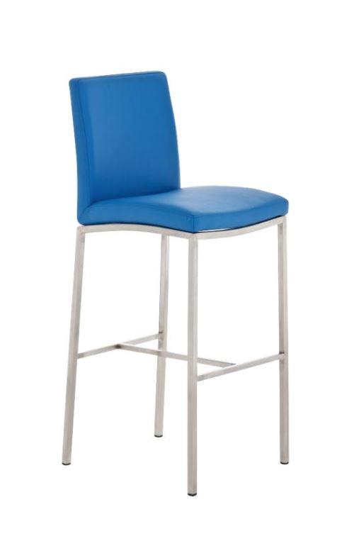 Tabouret de bar Freeport en Similicuir - Chaise haute avec Repose-pieds - Piètement Métal - Couleur Bleu