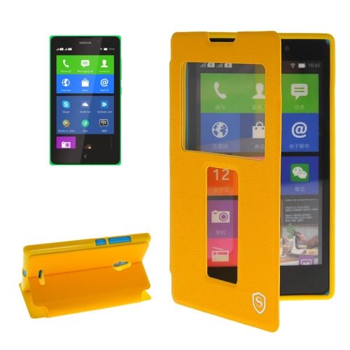 Nokia XL Housse Etui Cuir PU Horizontal Jaune ALS54841