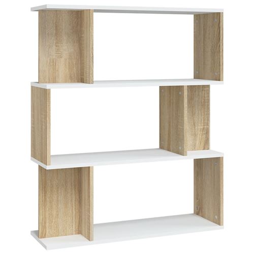 vidaXL Bibliothèque/Séparateur de pièce Blanc et sonoma 80x24x96 cm