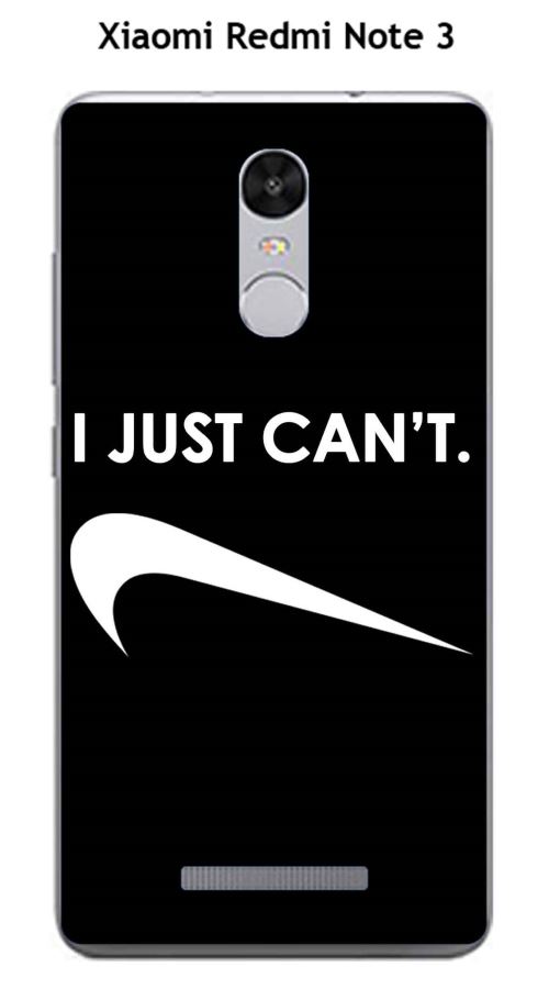 Coque TPU gel souple Xiaomi Redmi Note 3 design Citation I just can't Texte blanc fond noir