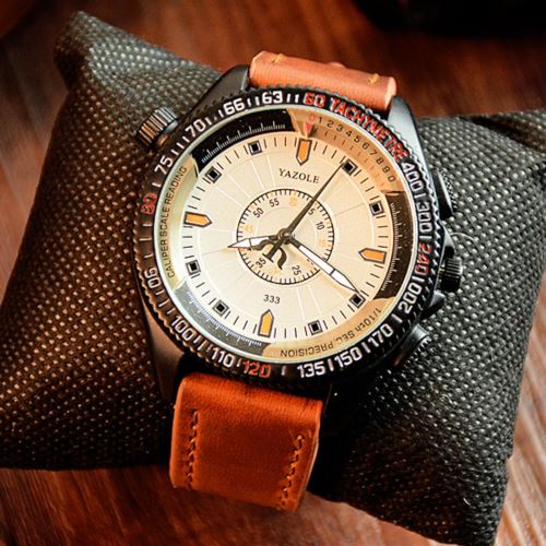 OHP Montre Homme Quartz Brun+Blanc Sport YAZOLE 333
