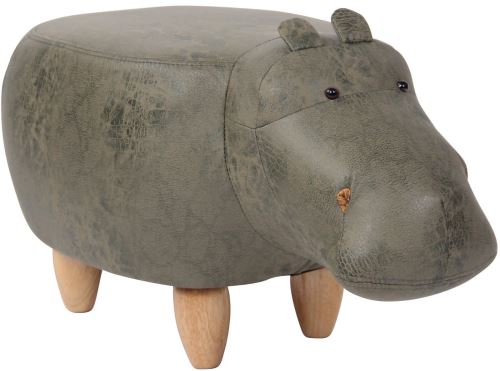 Pouf pour enfants Naulila en similicuir style vintage , Vert
