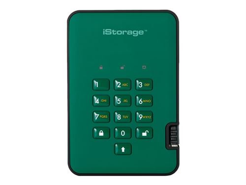 iStorage diskAshur2 256Go disque SSD crypté 2.5'' USB 3.1 AES-XTS 256-bit vert (IS-DA2-256-SSD-256-GN)