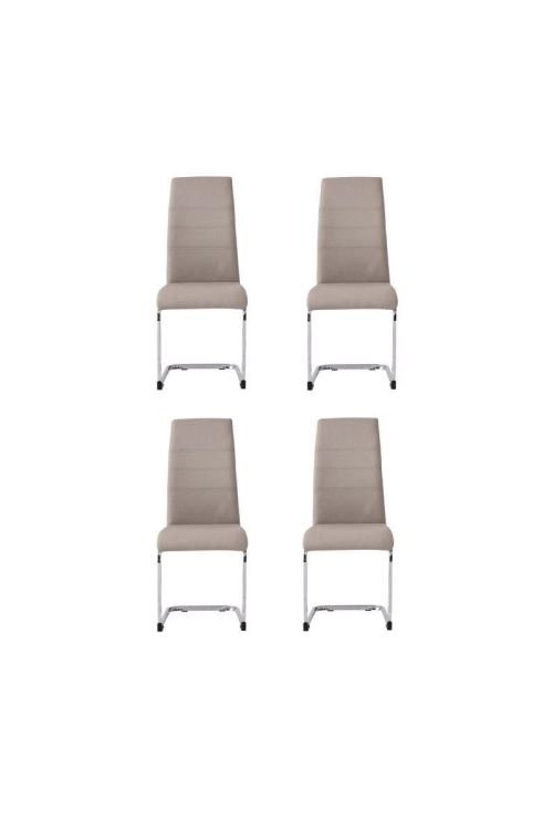 JANE Lot de 4 chaises - Pied chromé - Tissu taupe - L 42 x P 56 x H 99 cm