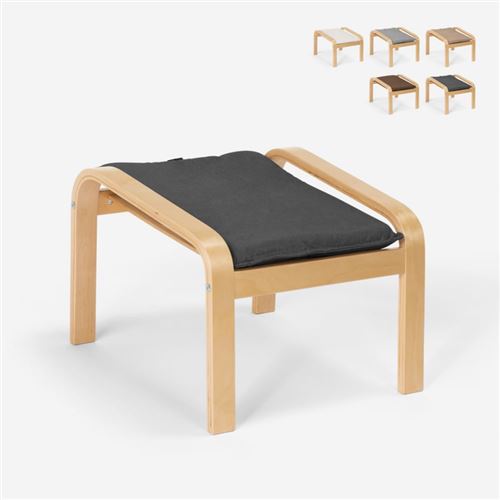 AHD Amazing Home Design - Pouf repose-pieds au design nordique tissu et pieds en bois Styl, Couleur: Gris foncé