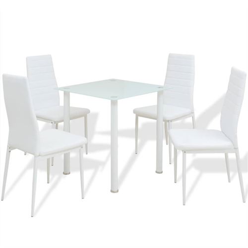 vidaXL Eettafel en stoelenset 5-delig wit