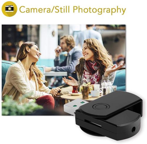 Cl&eacute; USB Cam&eacute;ra Espion Mini Cam&eacute;ra Appareil Photo Vid&eacute;o HD Micro SD 4 Go Noir -