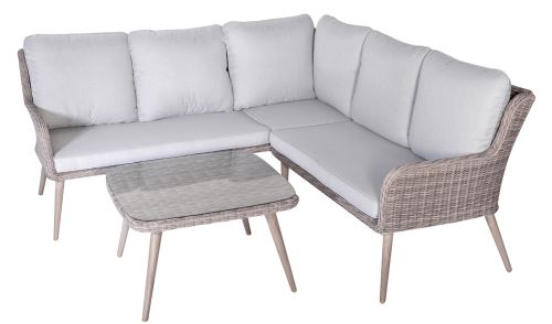 Salon de jardin angle de 3 pièces en résine tressé / Aluminium -PEGANE-