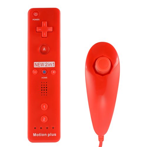 Motion Plus Set de Télécommande et Nunchuck pour Nintendo Wii Rouge AC1024