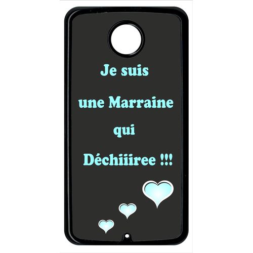 Coque Marraine Turquoise Et Noir Compatible Google Nexus 6 Transparent