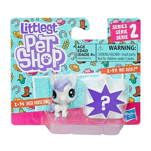 Littlest pet shop : set de 2 figurines petshops : dash horseton + petshop mystere