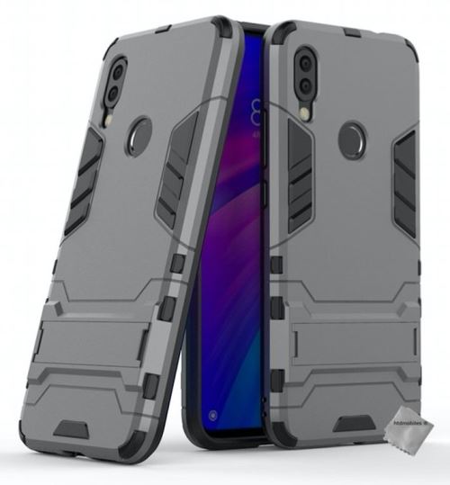 Housse etui coque rigide anti choc pour Xiaomi Redmi 7 avec verre trempe - GRIS