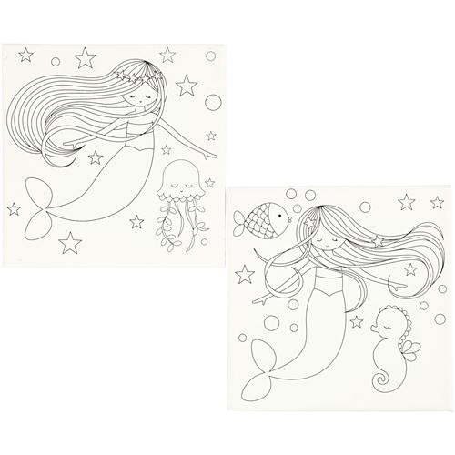 Creotime toile avec impression 20 x 20 cm sirène 2 pièces