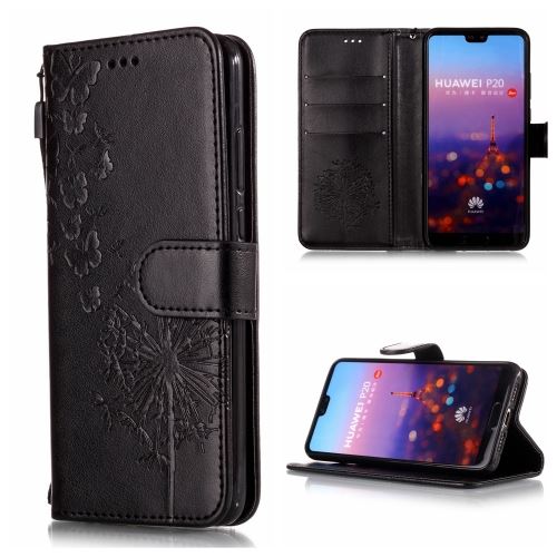 Huawei P20 Housse Etui Cuir Pu Pissenlit Noir Als89761