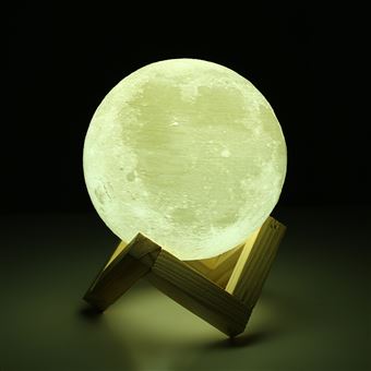Lune 3D, 16 Couleurs Veilleuse LED Décorative Avec Télécommande et Contrôle Tactile, USB Rechargeable Lampe de Chevet Pour Chambre , 15cm Diamètre | Leroy Merlin