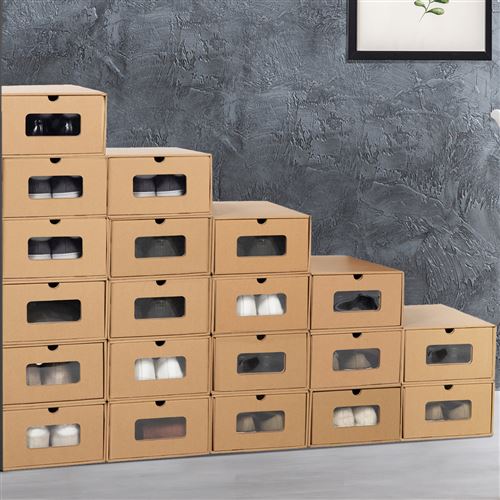 Lot de 20 boites de rangement à chaussures avec tiroir