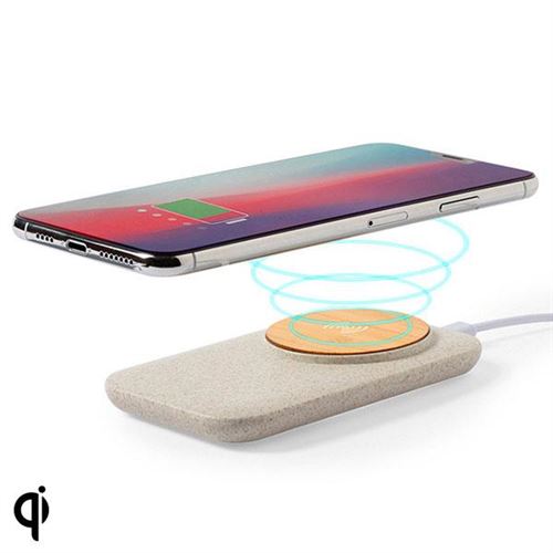 Chargeur Sans Fil Qi avec Ports USB 146536 Bambou Épi de blé Abs - Couleur Naturalьnyj