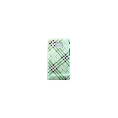 Coque rigide effet textile carreaux fond vert clair style Burlington Samsung Galaxy SII I9100