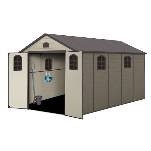 251 82 Sur Abri De Jardin En Resine Gardiun Alessia E 11 M 456x241x238 Cm Avec Plancher Et Fenetres Beige Mobilier De Jardin Achat Prix Fnac