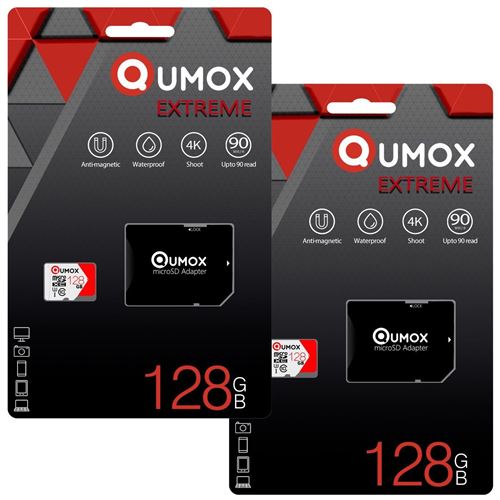 2x 128Go Micro SD/SDXC Qumox EXTREME carte mémoire 128g micro SDXC CLASS 10 UHS-I sous blister