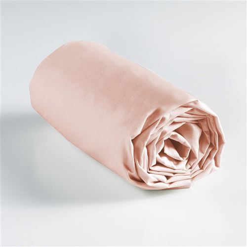 Drap housse 2 personnes 160 x 200 cm uni 57 fils lina Nude